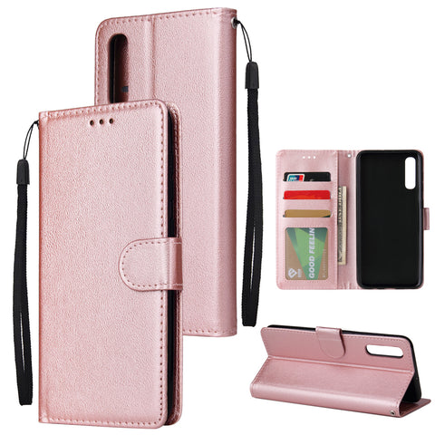 For Samsung A50 Wallet-type PU Leather Protective Phone Case with Buckle & 3 Card Position Rose gold