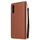 For Samsung A50 Wallet-type PU Leather Protective Phone Case with Buckle & 3 Card Position brown