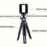 Mini Portable Tripod Selfie Telescopic Foldable Desktop Camera Mobile Phone Stand Holder Bracket black