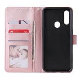 For OPPO A8 / A31/Realme XT / X2 Mobile Phone Case PU Buckle Closure Wallet Design Cards Slots All-round Protection Phone Cover  Rose gold
