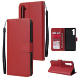 For OPPO A8 / A31/Realme XT / X2 Mobile Phone Case PU Buckle Closure Wallet Design Cards Slots All-round Protection Phone Cover  red