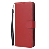 For OPPO A8 / A31/Realme XT / X2 Mobile Phone Case PU Buckle Closure Wallet Design Cards Slots All-round Protection Phone Cover  red