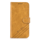 For Samsung A10S A20S Solid Color Denim Texture Front Clasp Bracket Leather Mobile Phone Cover yellow
