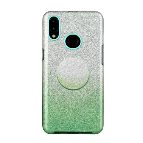 For Samsung A10/A50/A30S/A70/A20S Phone Case Gradient Color Glitter Powder Phone Cover with Airbag Bracket green