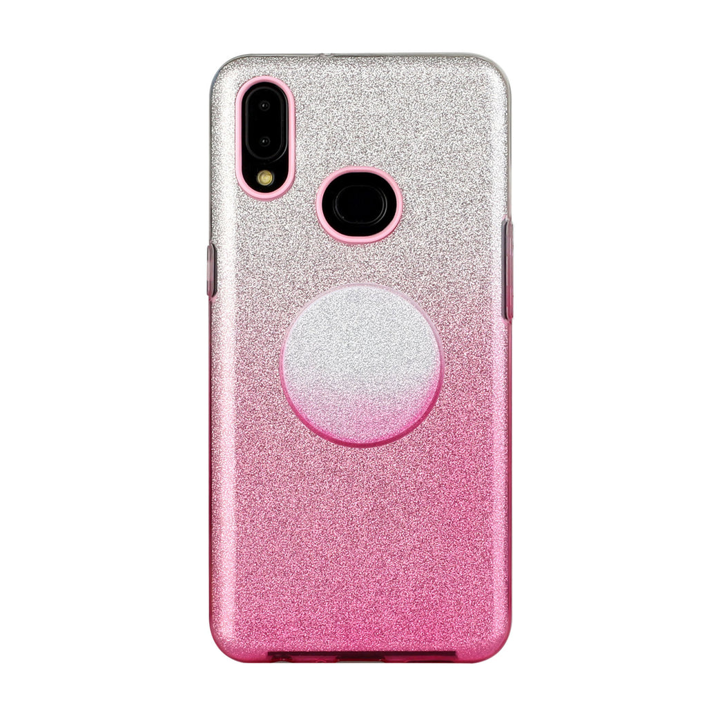 For Samsung A10/A50/A30S/A70/A20S Phone Case Gradient Color Glitter Powder Phone Cover with Airbag Bracket Pink