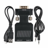 VGA to HDMI 1080P AV Converter HDTV Audio Video Cable Adapter for PC DVD STB black_VGA to HDMI