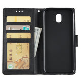 For Samsung J7 2017 European Edition/J730/J7 PRO PU Leather Protective Phone Case with 3 Card Position wine red
