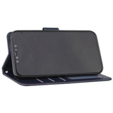 For Iphone 12 5.4 inch/6.1 inch/ 6.7 inch PU Leather Three-card Photo Frame Front Buckle Mobile Phone shell blue