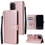 For Iphone 12 5.4 inch/6.1 inch/ 6.7 inch PU Leather Three-card Photo Frame Front Buckle Mobile Phone shell Rose gold
