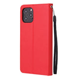 For Iphone 12 5.4 inch/6.1 inch/ 6.7 inch PU Leather Three-card Photo Frame Front Buckle Mobile Phone shell red