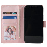 For Iphone 12 5.4 inch/6.1 inch/ 6.7 inch PU Leather Three-card Photo Frame Front Buckle Mobile Phone shell Rose gold