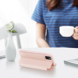 For Samsung NOTE 10 Lite Magnetic Protective Case Bracket with Card Slot Leather Mobile Phone Cover Pink