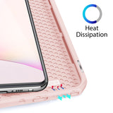 For Samsung NOTE 10 Lite Magnetic Protective Case Bracket with Card Slot Leather Mobile Phone Cover Pink