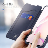 For Samsung NOTE 10 Lite Magnetic Protective Case Bracket with Card Slot Leather Mobile Phone Cover Royal blue