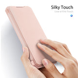 For Samsung NOTE 10 Lite Magnetic Protective Case Bracket with Card Slot Leather Mobile Phone Cover Pink