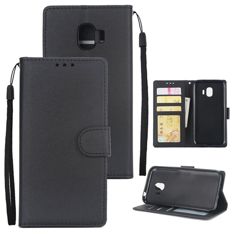 For Samsung J2 PRO 2018/Grand Prime Pro/J250 PU Cell Phone Case Protective Cover Shell with Buckle black