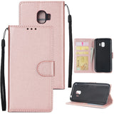 For Samsung J2 PRO 2018/Grand Prime Pro/J250 PU Cell Phone Case Protective Cover Shell with Buckle wine Red