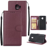 For Samsung J2 PRO 2018/Grand Prime Pro/J250 PU Cell Phone Case Protective Cover Shell with Buckle wine Red
