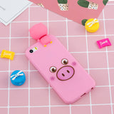 For iPhone 5/5S/SE 3D Cartoon Lovely Coloured Painted Soft TPU Back Cover Non-slip Shockproof Full Protective Case Small pink pig