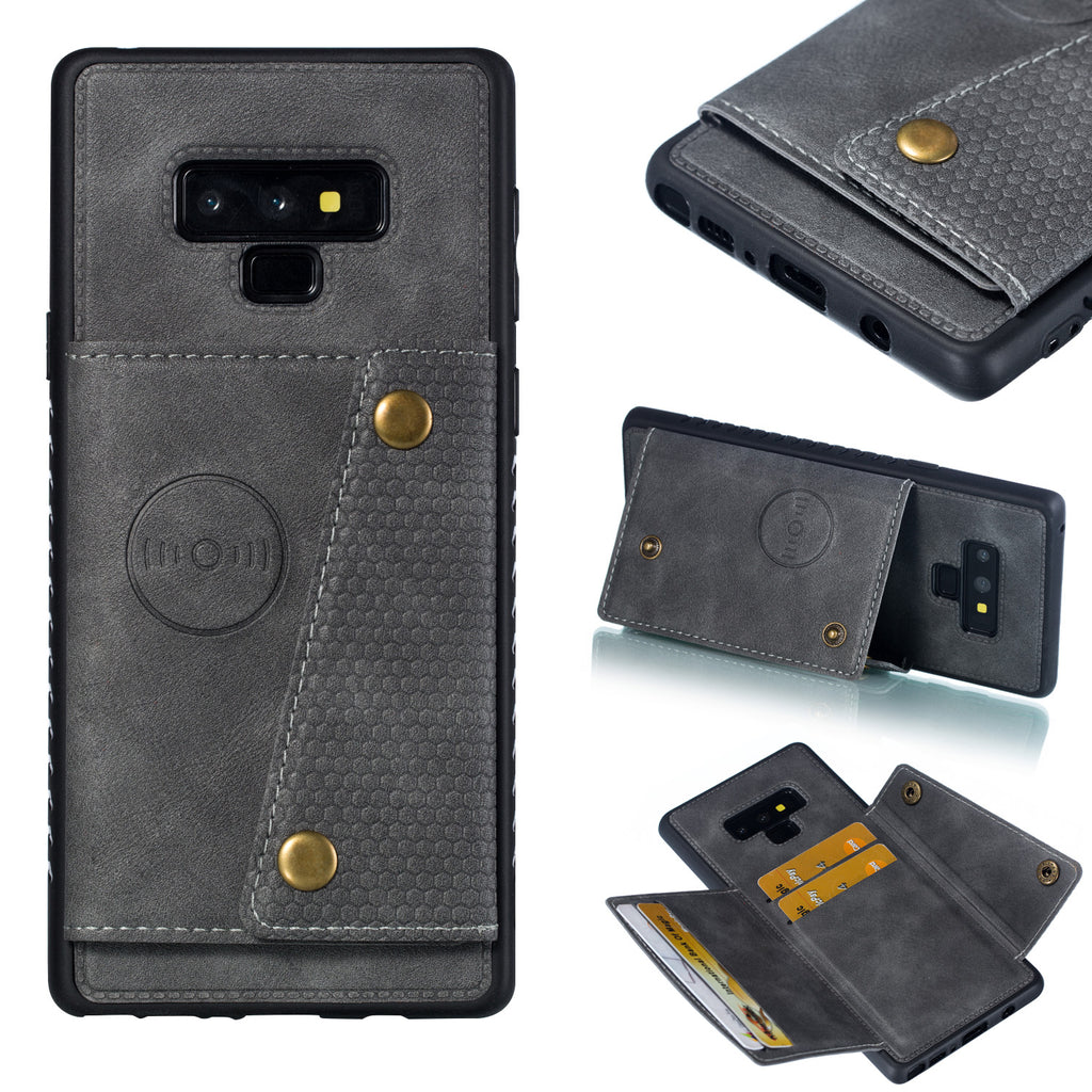 For Samsung NOTE 9 Phone Case Protective Back Cover with Card Holder Bracket gray_Samsung NOTE 9
