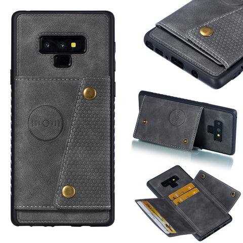 For Samsung NOTE 9 Phone Case Protective Back Cover with Card Holder Bracket gray_Samsung NOTE 9