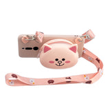 For Redmi 8/Redmi 8A Case Mobile Phone Shell Shockproof Cellphone TPU Cover with Cartoon Cat Pig Panda Coin Purse Lovely Shoulder Starp  Pink
