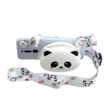 For Redmi 8/Redmi 8A Case Mobile Phone Shell Shockproof Cellphone TPU Cover with Cartoon Cat Pig Panda Coin Purse Lovely Shoulder Starp  White