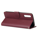 For Samsung A50 Wallet-type PU Leather Protective Phone Case with Buckle & 3 Card Position Red wine