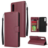 For Samsung A50 Wallet-type PU Leather Protective Phone Case with Buckle & 3 Card Position Red wine