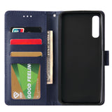 For Samsung A50 Wallet-type PU Leather Protective Phone Case with Buckle & 3 Card Position blue