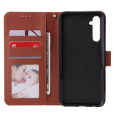For OPPO A8 / A31/Realme XT / X2 Mobile Phone Case PU Buckle Closure Wallet Design Cards Slots All-round Protection Phone Cover  brown