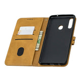 For Samsung A10S A20S Solid Color Denim Texture Front Clasp Bracket Leather Mobile Phone Cover yellow