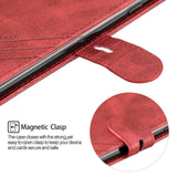 For Samsung A10S A20S Solid Color Denim Texture Front Clasp Bracket Leather Mobile Phone Cover red