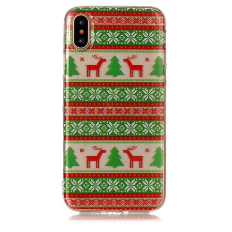 For iPhoneX Cute Cell Phone Case Christmas Style Gifts TPU Soft Phone Shell