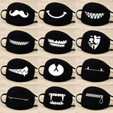 Men Women Riding Cotton Mask Dust-proof Fashion Black Facial Expression Teeth Warm Mask KZ-thin mouth
