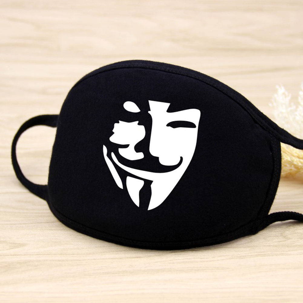 Men Women Riding Cotton Mask Dust-proof Fashion Black Facial Expression Teeth Warm Mask KZ-3026