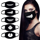 Men Women Riding Cotton Mask Dust-proof Fashion Black Facial Expression Teeth Warm Mask KZ-3026