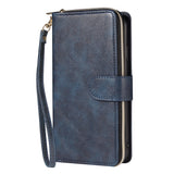 For iphone X/XS/XS MAX/11/11Pro Pu Leather  Mobile Phone Cover Zipper Card Bag + Wrist Strap black