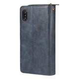 For iphone X/XS/XS MAX/11/11Pro Pu Leather  Mobile Phone Cover Zipper Card Bag + Wrist Strap black