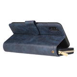 For iphone X/XS/XS MAX/11/11Pro Pu Leather  Mobile Phone Cover Zipper Card Bag + Wrist Strap black