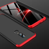 For One Plus 6 Slim 3 in 1 Hybrid Hard Case Full Body 360 Degree Protection Back Cover  Red black red