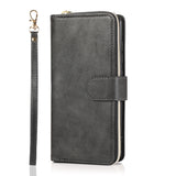 For Samsung A51 5G/A71 5G/Note 10 pro Pu Leather  Mobile Phone Cover Zipper Card Bag + Wrist Strap black