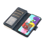 For Samsung A51 5G/A71 5G/Note 10 pro Pu Leather  Mobile Phone Cover Zipper Card Bag + Wrist Strap blue