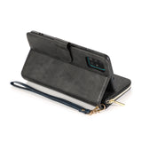 For Samsung A51 5G/A71 5G/Note 10 pro Pu Leather  Mobile Phone Cover Zipper Card Bag + Wrist Strap black