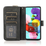 For Samsung A51 5G/A71 5G/Note 10 pro Pu Leather  Mobile Phone Cover Zipper Card Bag + Wrist Strap black