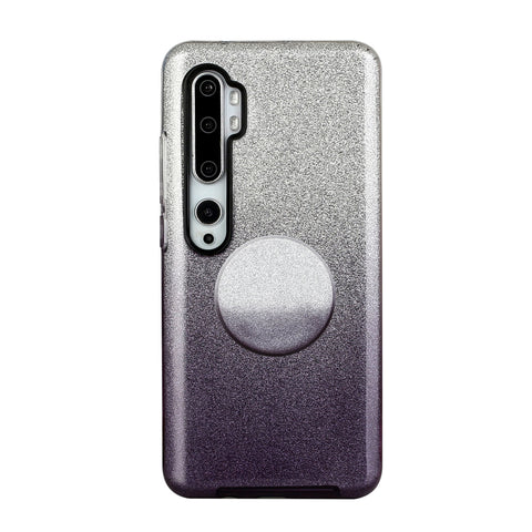 For XIAOMI CC9E/A3/10/10 PRO/K20/K20 pro Phone Case Gradient Color Glitter Powder Phone Cover with Airbag Bracket black