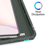For Samsung NOTE 10 Lite Magnetic Protective Case Bracket with Card Slot Leather Mobile Phone Cover dark green
