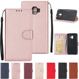 For Samsung J2 PRO 2018/Grand Prime Pro/J250 PU Cell Phone Case Protective Cover Shell with Buckle wine Red