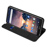 DUX DUCIS For Nokia 1.3 Leather Mobile Phone Cover Magnetic Protective Case Bracket with Cards Slot Royal blue