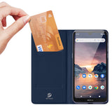 DUX DUCIS For Nokia 1.3 Leather Mobile Phone Cover Magnetic Protective Case Bracket with Cards Slot Royal blue